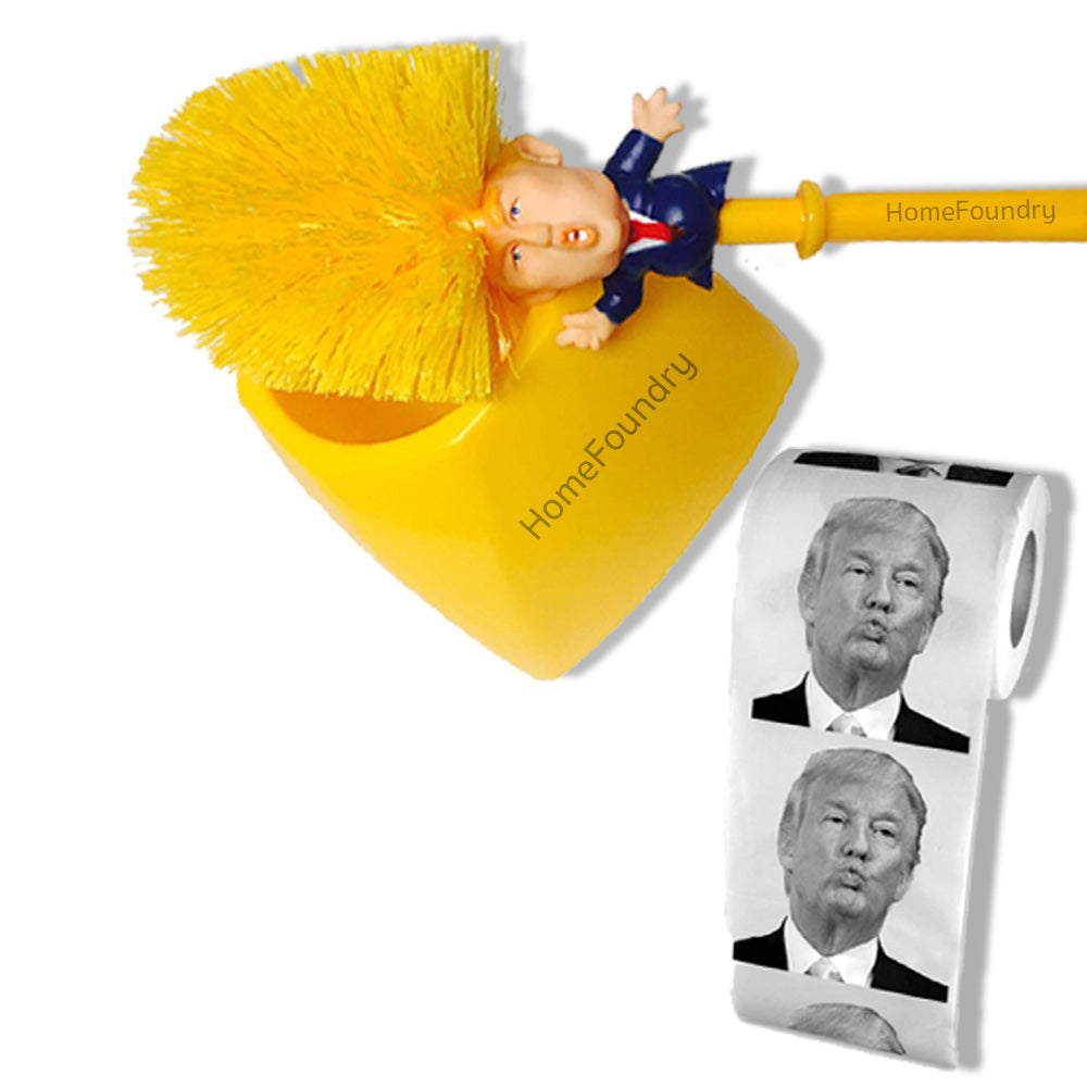 Donald Trump Toilet Brush Toilet Paper Bundle Funny Political Gag