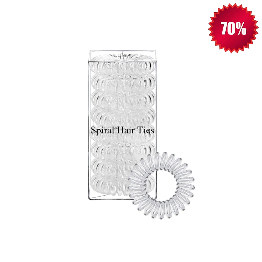 Transparent Spiral Ponytail Holder Hair Ties Pack Of 8